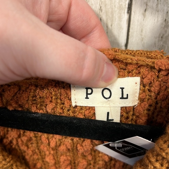 POL Popcorn Hoodie Pullover Sweater Pocket Adjustable Strings Large Rust Orange - Picture 3 of 7